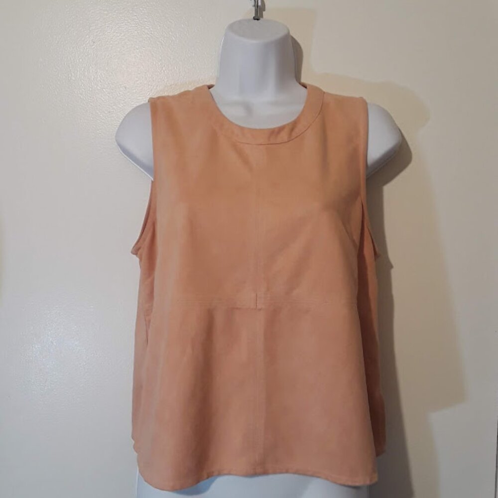 ~MONTEAU~ Womens Peach Soft Suede Like Top Size L